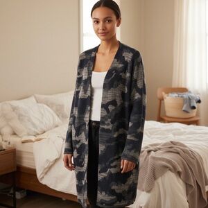 Apt. 9 Black Olive and Gray Knit Cardigan Sweater